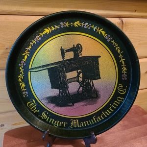 Replica Antique Singer Sewing Machine Company Serving Tray with Purple Violets